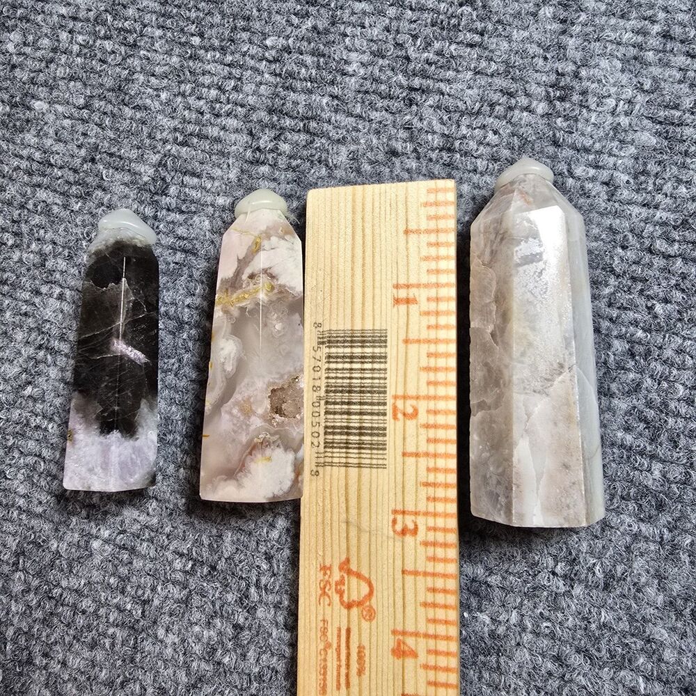 Lot of 3 Crystal Quartz Agate Column Tower Pillars - Picture 2 of 6